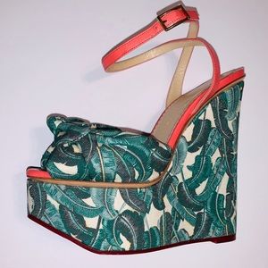 Charlotte Olympia meredith canvas wedge sandals.